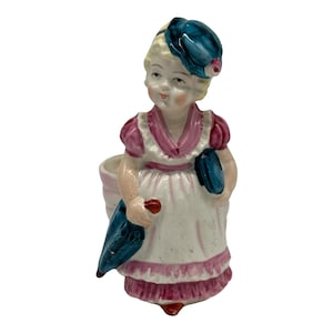 Vintage Keramik Planter ~ Lady Mit Regenschirm ~ Oma Kern ~ California Art Flower Co