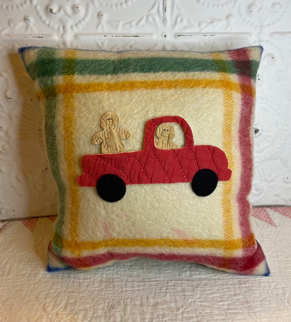 NEW Handmade Christmas Pillow Red Truck and Gingerbread Men Etsy