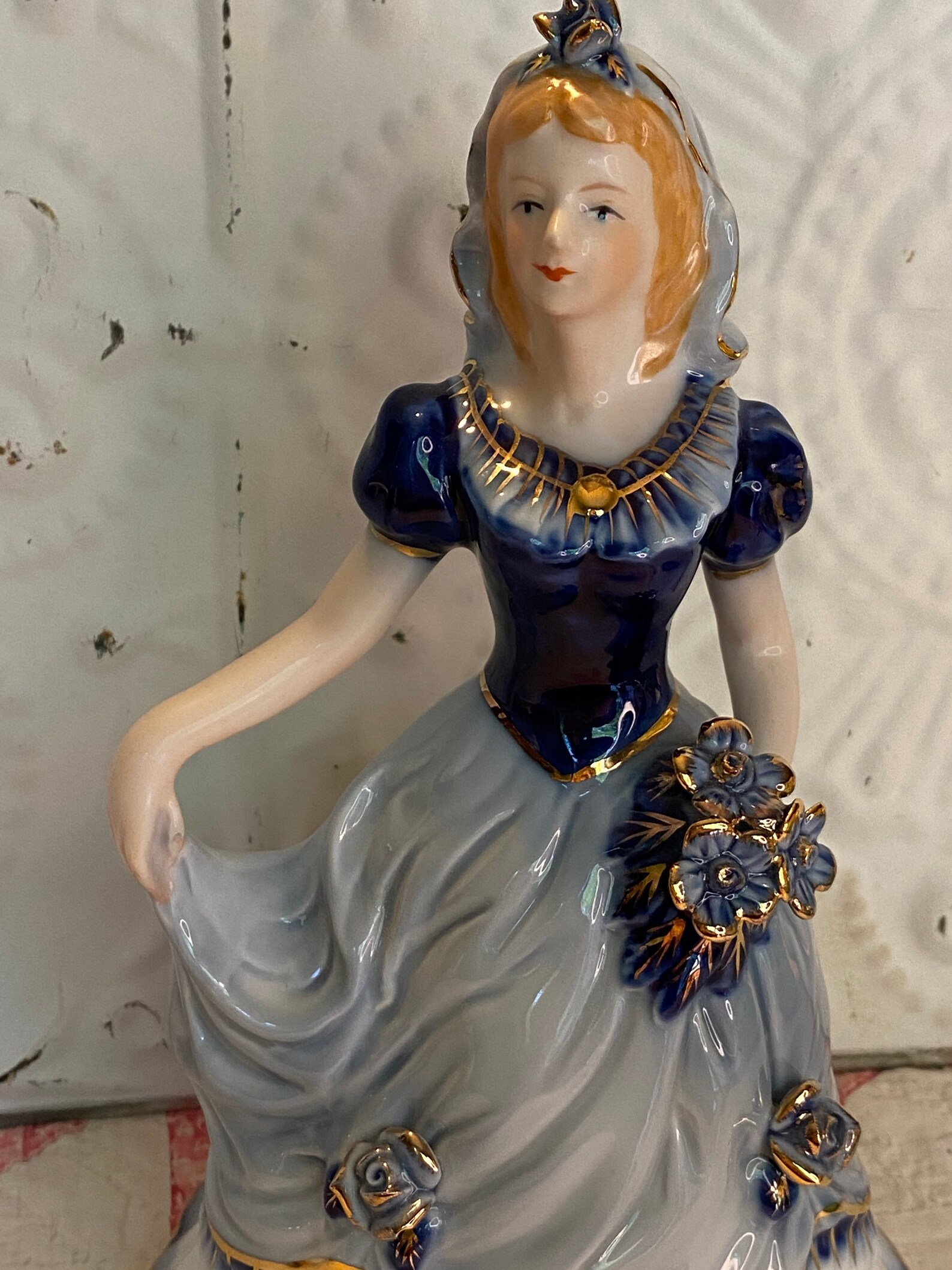 Vintage KPM Porcelain Lady in Dress Figurine Blue White Statue Etsy