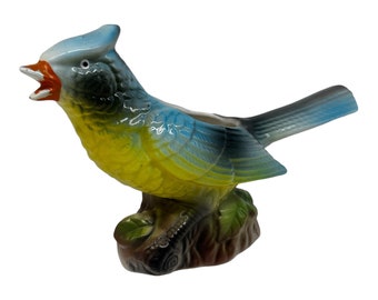 Vintage Ceramic Nancy Pew Blue Jay Bird Planter  Giftwares Co.  Vibrant Colors