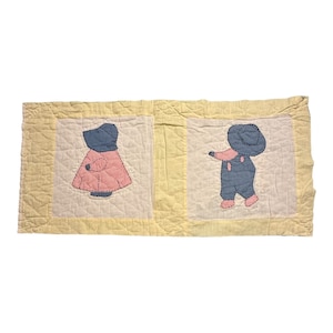 Vintage Cutter Quilt Piece 14” x 29” Sunbonnet Sue & Overall Sam #2