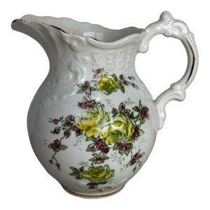 Beautiful Antique Pitcher Transferware  1800&#39;s Wheeling Pottery Co USA