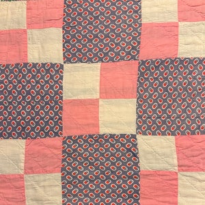 Vintage Cutter Quilt Piece 16” x 16”  Nine Patch Feed Sack Fabrics  # 2