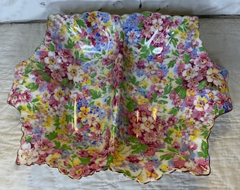 Vintage James Kent Ltd. Longton Chintz Apple Blossom Divided Dish  England