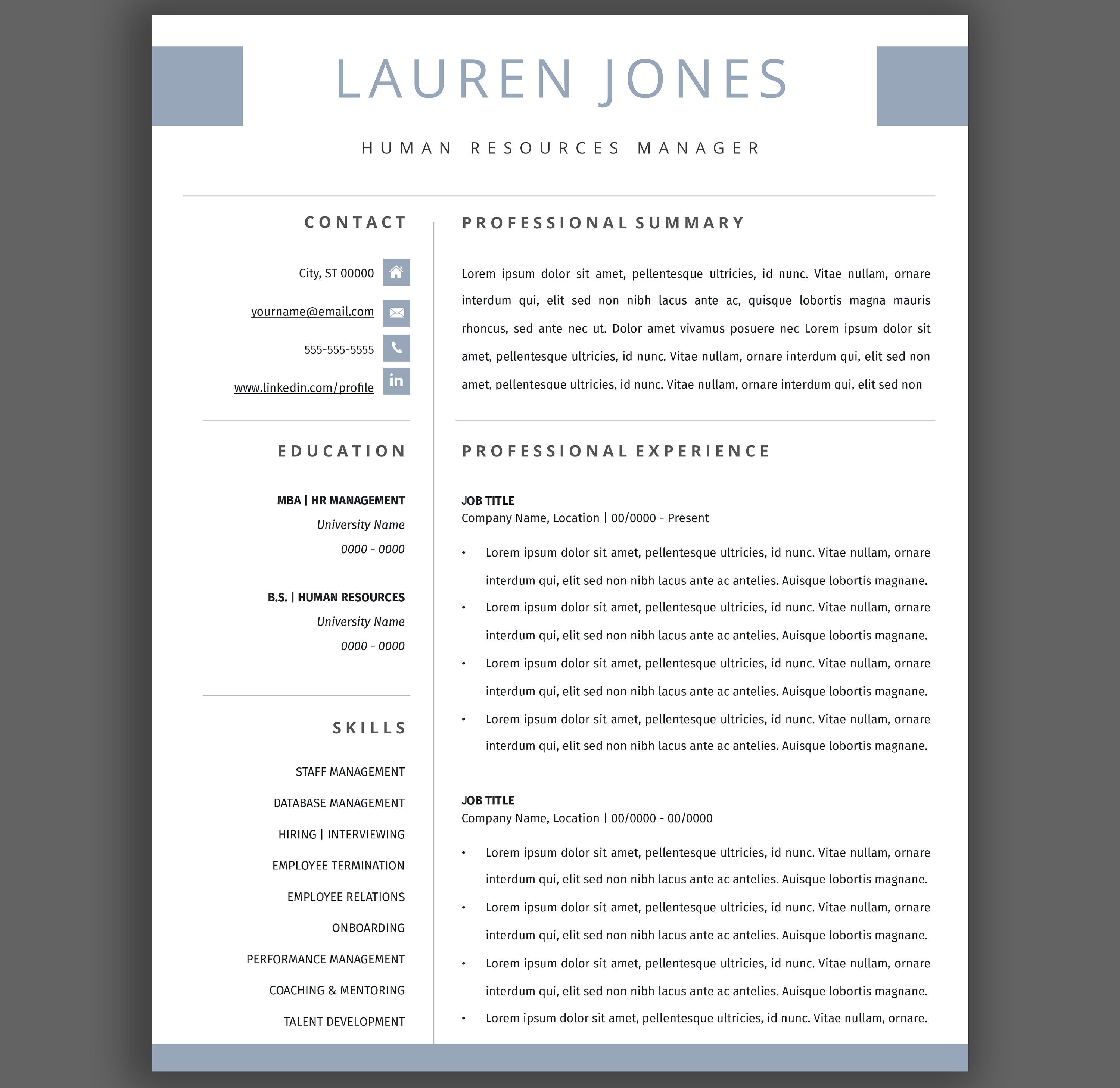 Professional Resume Template, 2 Page Resume, For Apple Pages Word Professional Resume Template, 2 Page Resume, For Apple Pages Word