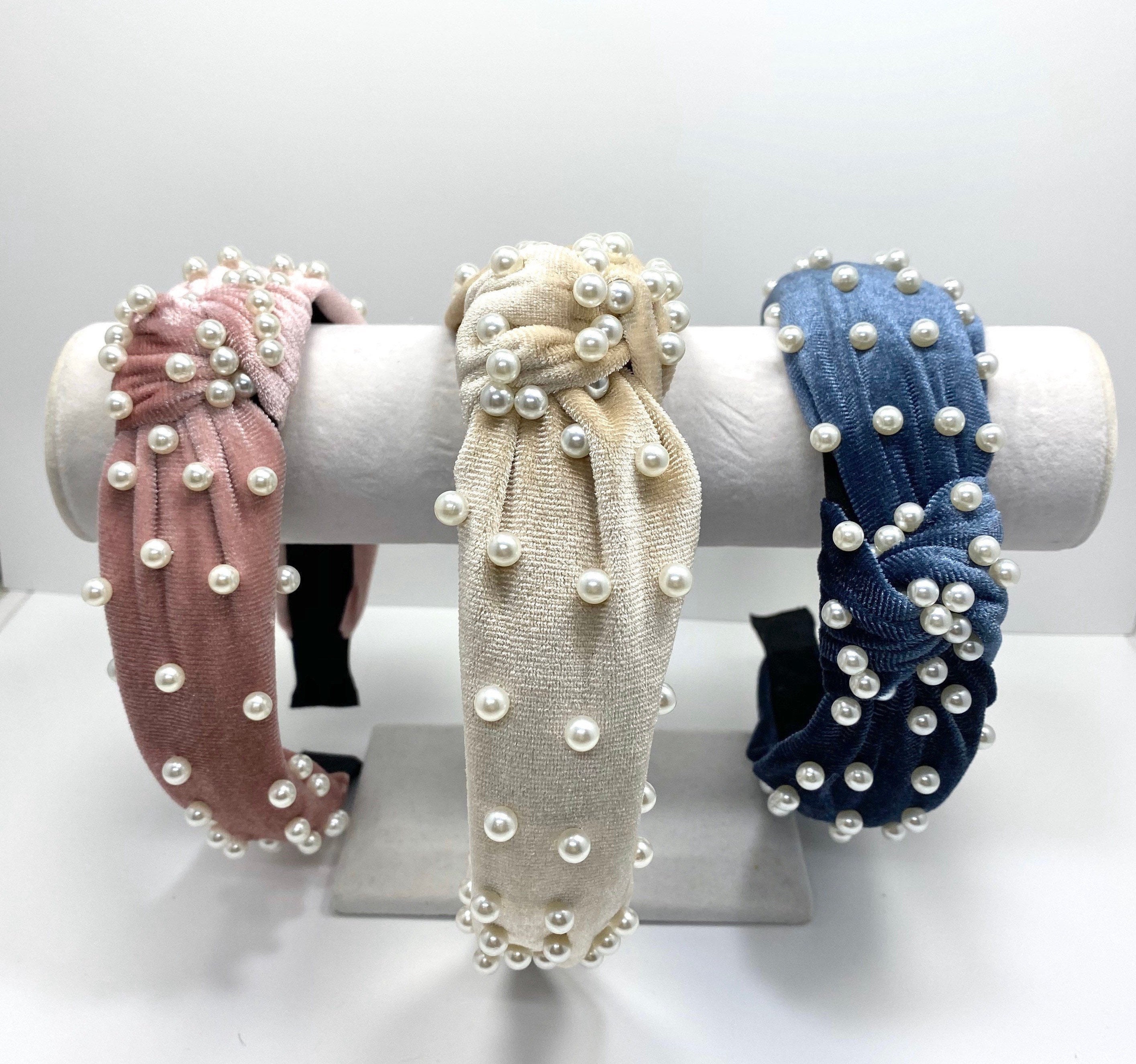 Velvet Headbands with Pearl Details | Pearl Headbands | Elegant Velve…