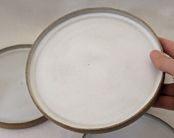 Set of 4 straight edge bare rim plates. 7.75". Hand made, wheel thrown.