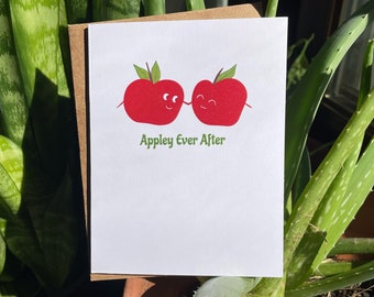 Appley Ever After Anniversary Engagement Card, Funny Love Card, Funny Valentine's Day, Funny Wedding Anniversary Engagement Card, Apple Pun