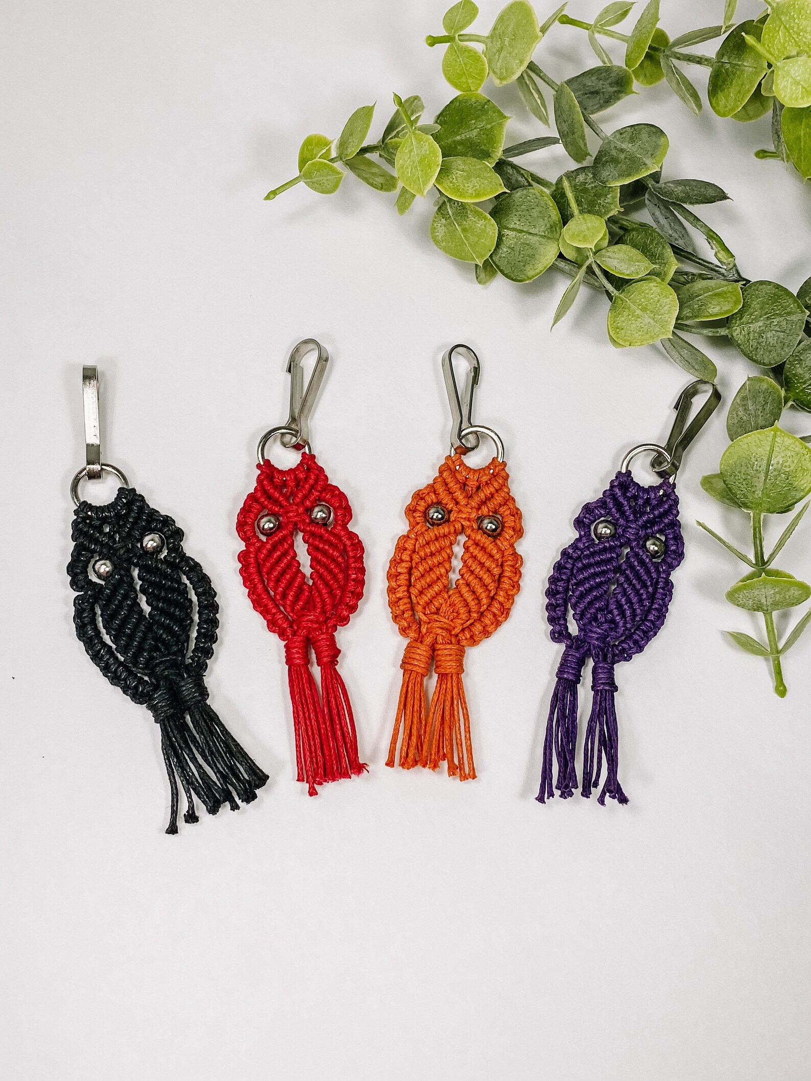 Macrame owl keychain Boho keychain Charm gift Handmade Etsy