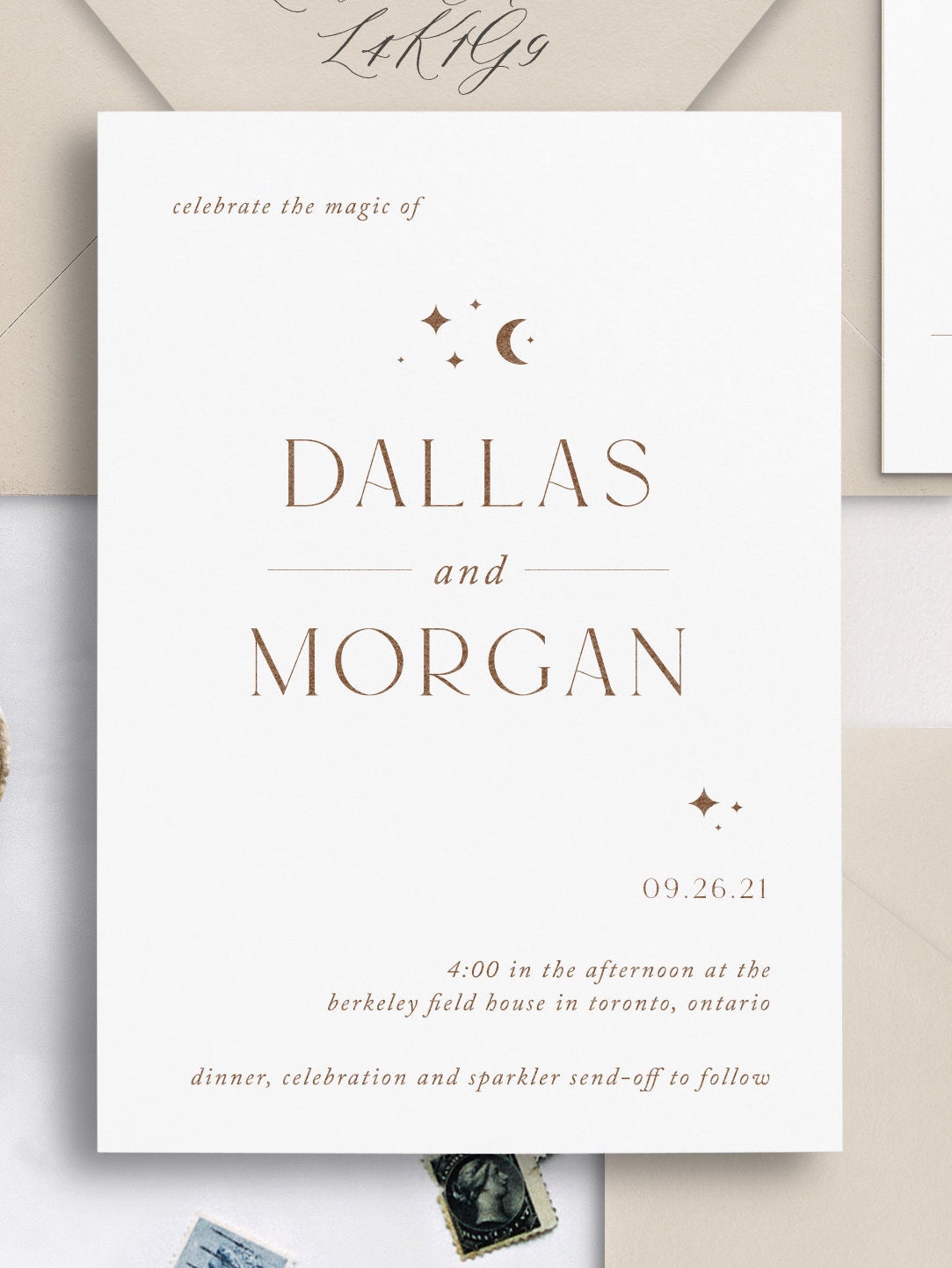 Modern Moon and Stars Wedding Invitation Magic Theme Wedding | Etsy