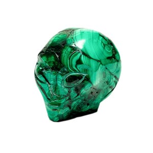 Malachite Crystal Alien - 2&quot; Hand Carved Crystal Skull