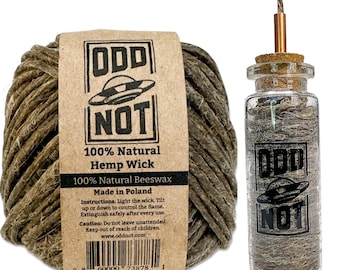 Thick Hemp Wick 100ft and Hemp Wick Jar Dispenser Bundle - 100% Natural Unbleached Hemp Lighter - 2mm