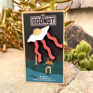 Brunch Invaders - Eggs & Bacon Breakfast UFO Flying Saucer Soft Enamel Collectible Pin - Limited Edition