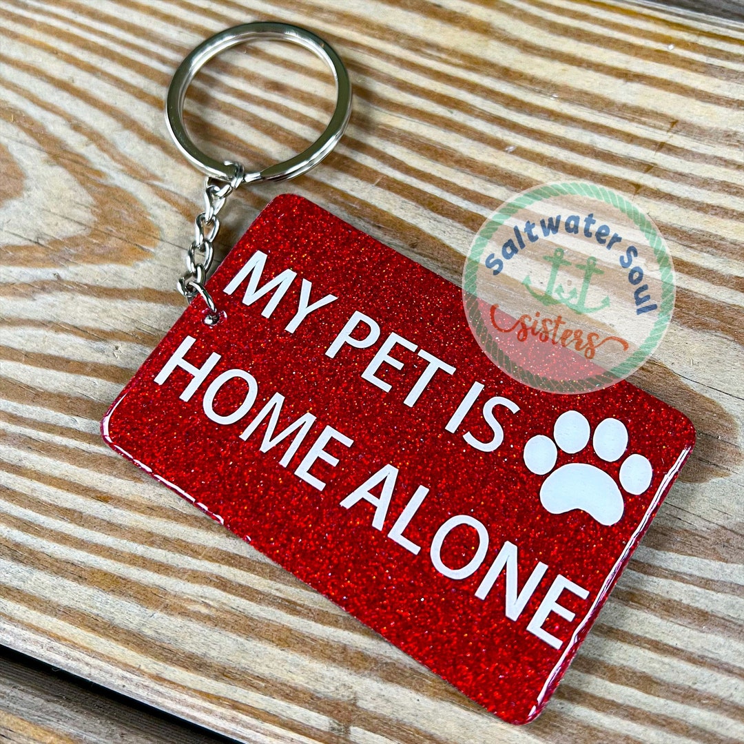My Pet is Home Alone Keychain Etsy