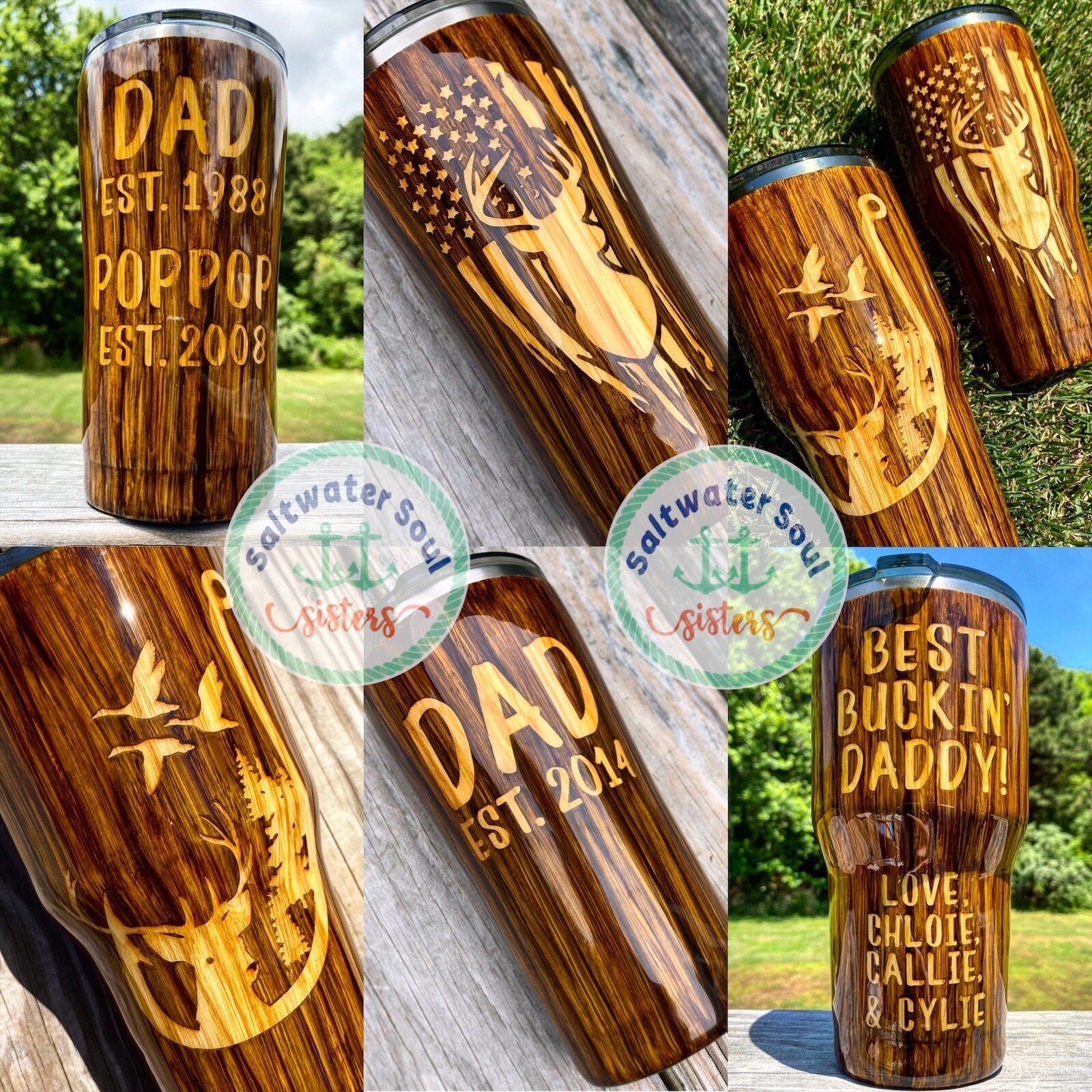 Hunting Fishing Dad Grandfather Two Toned Wood Grain Tumbler Hunting Fishing Dad Grandfather Two Toned Wood Grain Tumbler