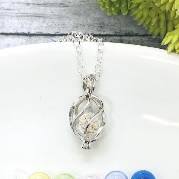 Sterling Silver Twist Cage Cremation Necklace, Glass Orb Locket For Ashes, Memorial Keepsake Jewelry, Cremains Urn Pendant, Fill At Home