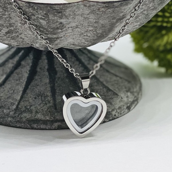 MINI Heart Clear Glass Cremation Urn Necklace, Pendant for Ashes, Hair, Fur, Flowers, Sand, Memorial Jewelry, Fillable Cremation Urn Locket