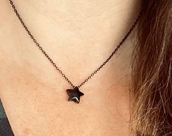 Star Cremation Necklace, Necklace Urn For Ashes,  Pet Ashes Jewelry, Black Star, Silver, Rose Gold, Little Star Jewelry