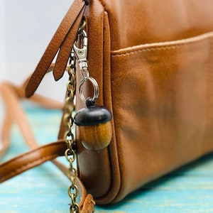 Wood Acorn Purse Charm, Small Pill Holder For Travel, Acorn Locket Keychain, Secure Screw Top, Cremation Urn Keychain, Medicine Holder
