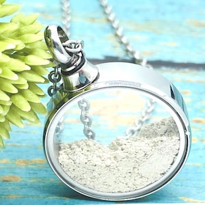 Round Cremation Glass Urn Locket, Clear Pendant For Ashes, Memorial Ash Necklace, Vial Jewelry, Pet Memorial, Hair Vial, Pet Memorial, Sand