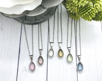 Teardrop Cremation Pendant, Urn Necklace For Ashes, Colored Glass Urn Pendant, Visible Ash Memorial Jewelry, Pear Shape Urn Locket