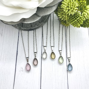 Teardrop Cremation Pendant, Urn Necklace For Ashes, Colored Glass Urn Pendant, Visible Ash Memorial Jewelry, Pear Shape Urn Locket