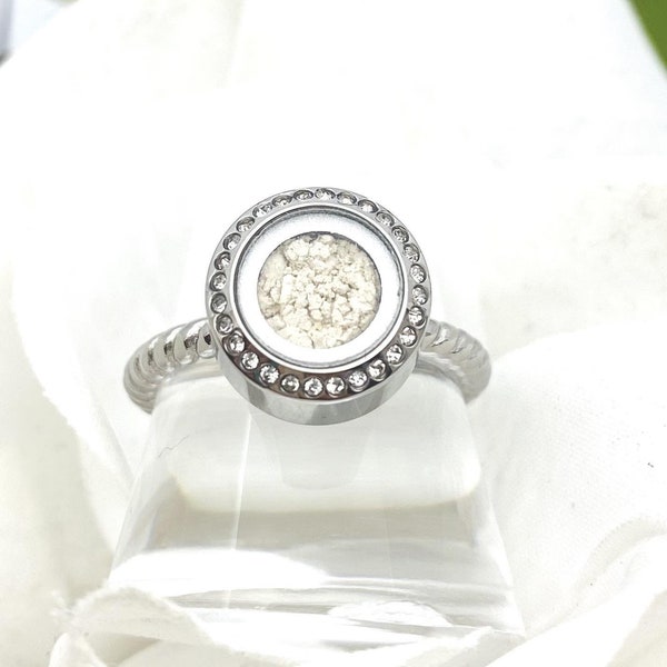 Round Cremation Ring, Clear Urn Ring With Visible Ashes, Locket Ring, Mom Memorial, Child Loss, Human Ashes Jewelry, Ash Urn Ring, Pet Loss