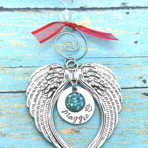 Angel Wing Cremation Ornament, Memorial Gift, Pet Loss Christmas Present, Pet Memorial, Ornament With Ashes, Personalized Ornament, Custom