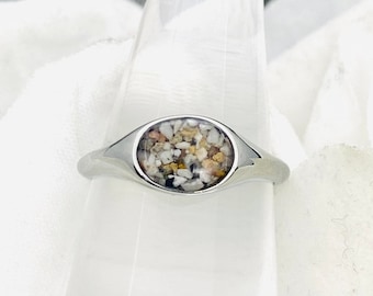 SALE! Oval Silver Stainless Steel Cremation Ring, Memorial Urn Ring With Ashes, Pet Loss Keepsake, Cremation Jewelry, Cremation Ashes Band