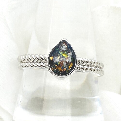 8x6mm Teardrop Shaped Sterling Silver Cremation shops Ring With Twisted/Rope Band, Pear Shape Ring With Ashes, Memorial Jewelry, Stacking Rings