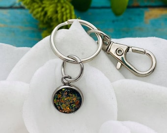 10mm Round Cremation Keychain, Keychain Made With Ashes, Pet Loss Memorial Gift, Dog Cremains, Cat Cremate, Cremation Charm With Ashes