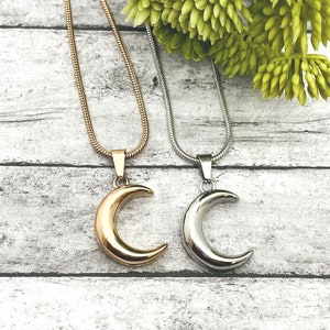 Crescent Moon Cremation Necklace For Ashes, Urn Necklace Men Women, Ashes Holder Mom Dad Pet, Fill At Home Urn, Pendant For Cremate Cat Dog