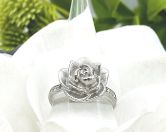 Silver Rose Urn Ring, Cremation Ring, Flower Urn, Locket For Human Ashes, Pet Loss, Mom Memorial, Cremate Ring, Pet Ash Jewelry