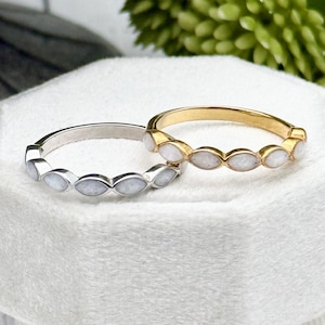 Cremation Ashes Ring, Memorial Stacking Band For Cremains, Half Band With Pet Ashes, Sterling Silver and Marquise Stones, Cremains Ring