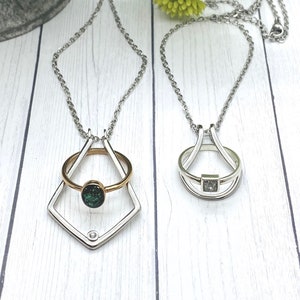 Double Geometric Ring Holder Necklace Medical Ring Holder 