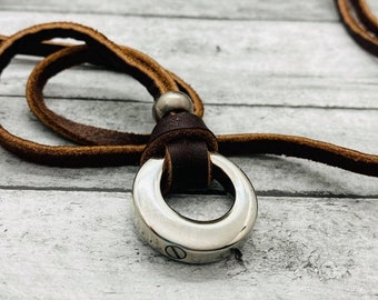 Men's Leather Cremation Urn Necklace, Unisex Silver Stainless Steel Ash Urn Pendant, Pet Loss, Memorial Necklace, Urn Locket