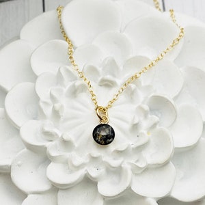 Gold Cremation Necklace, 6mm Round Pendant With Ashes, Memorial Jewelry, Pet Cremains Necklace, Dainty Gold Pendant