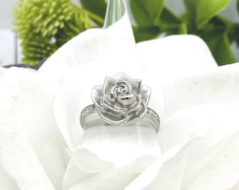 Silver Rose Urn Ring, Cremation Ring, Flower Urn, Locket For Ashes, Pet Loss, Mom Memorial, Cremate Ring, Pet Ash Jewelry