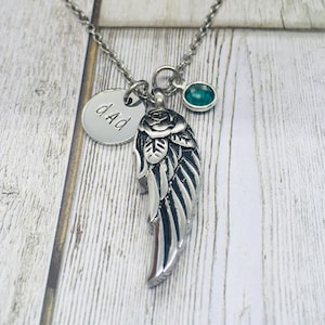 Angel Wing Cremation Urn Necklace, Personalized Memorial Necklace, Hand Stamped Charm, Grief Gift, Pet Loss, Stainless Steel