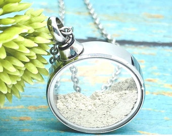 Round Cremation Glass Urn Locket, Clear Pendant For Ashes, Memorial Ash Necklace, Vial Jewelry, Pet Memorial, Hair Vial, Pet Memorial, Sand