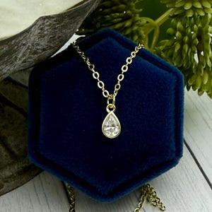 Cremation Necklace, Gold Pendant With Ashes,  Teardrop Gemstone,  Memorial Necklace For Cremains, Pet Loss, Moissanite