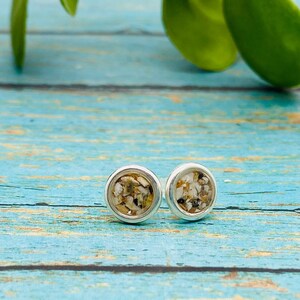 Cremation Earrings Made With Ashes, Sterling Silver Stud Earrings, Pet Ash Jewelry, Pet Memorial, Ash Urn, Cremation Jewelry, Pet Loss image 1