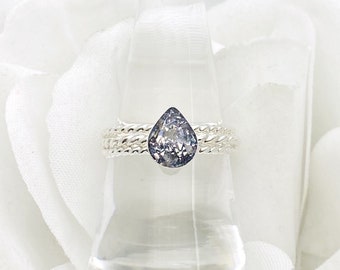Cremation Ring, Pet Loss, Twisted  Band, Pear Shape Ring With Ashes, Memorial Jewelry, Stacking Rings, Sterling Silver