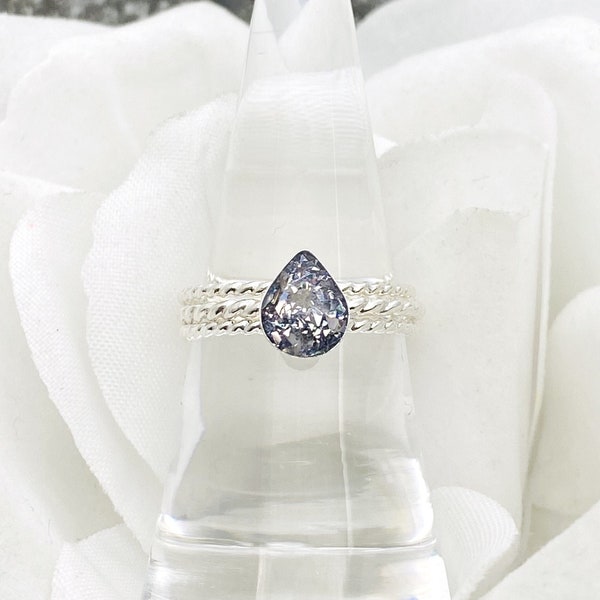Cremation Ring, Pet Loss, Twisted  Band, Pear Shape Ring With Ashes, Memorial Jewelry, Stacking Rings, Sterling Silver
