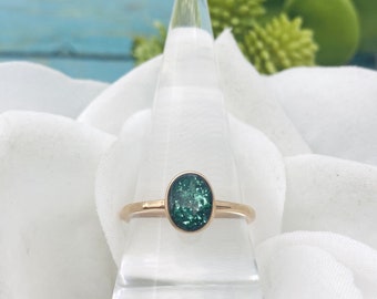 Anneau de crémation, anneau commémoratif ovale 6 x 8 mm, bijoux de crémation, bijoux de perte d'animal de compagnie, anneau d'urne ovale délicat en acier inoxydable argenté, or rose