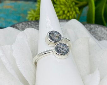 Cremation Ring, Pet Ash Memorial Jewelry, Wrap Ring, Double Bezel, Pet Ashes Urn, Dog Cremains, Cat Ashes, Cremation Jewelry, Pet Loss