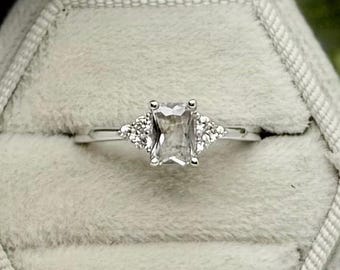 Emerald Cut CZ Pet Cremation Ring: Sterling Silver Memorial Jewelry