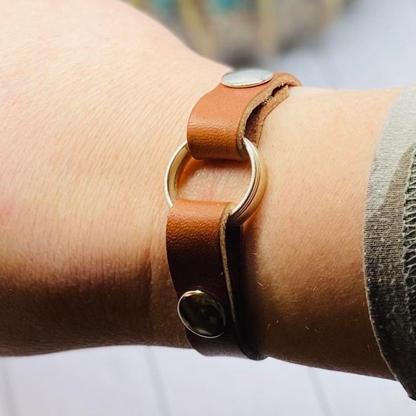 Handmade Leather Bracelet For A Ring, Widow Jewelry For Wedding Band, Wear A Ring Grief Bracelet, For Loved One's Ring, Wear Husband's Band