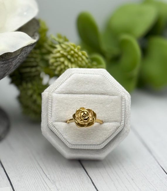 Gold Rose Cremation Ring, Fill At Home Urn Ring, Gold Flower Ring, Pet Cremains, Flower Urn Jewelry