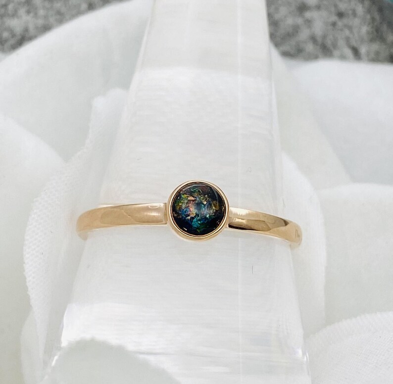 Dainty 4mm Round Rose Gold Color Plated Stainless Steel Cremation Stackable Ring, Urn Ring With Ashes, Memorial Jewelry, Stacking Ring image 2